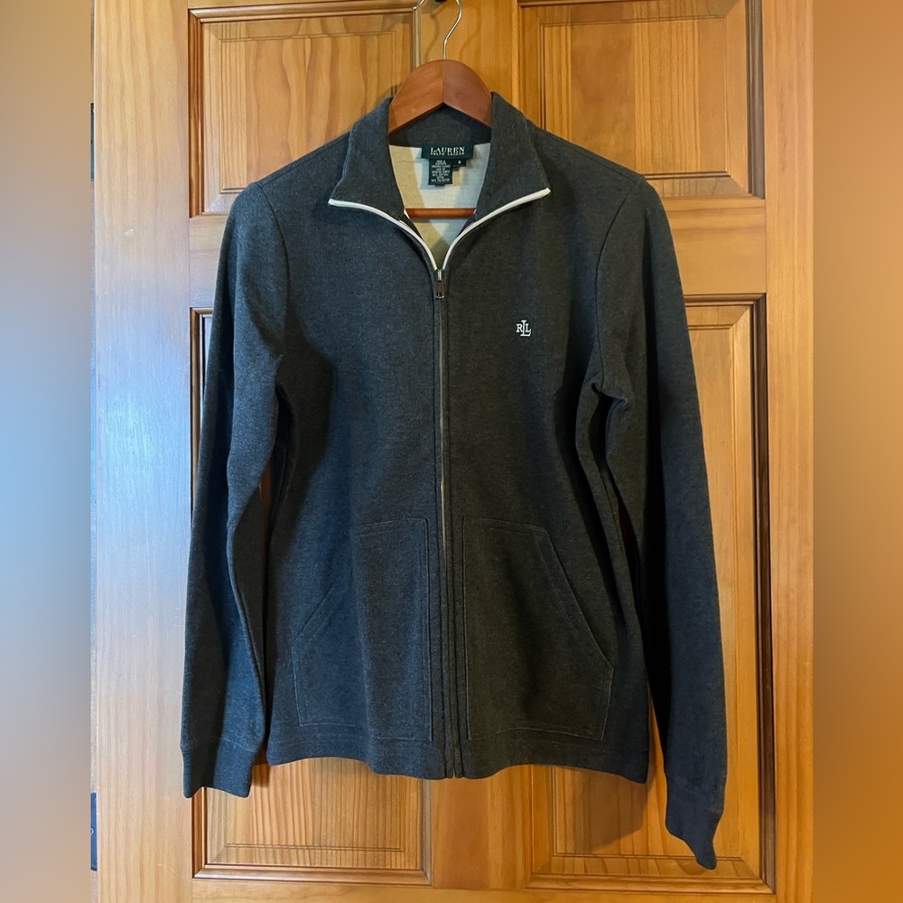Ralph Lauren women’s charcoal Gray Full-Zip Sweater.